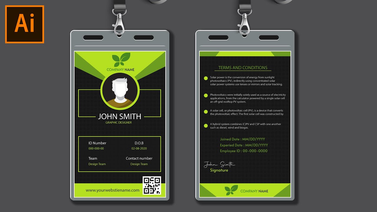 Id Card Design in Illustrator cc | Company Identity Card | Employee Staff ID Card Design