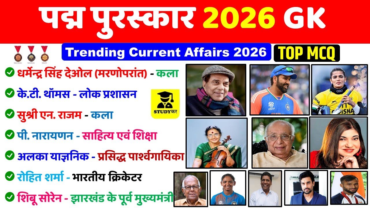 पद्म पुरस्कार 2026 GK | Padma Puraskar 2026 | Padma Awards 2026 | Current Affairs 2026 | Gk Trick