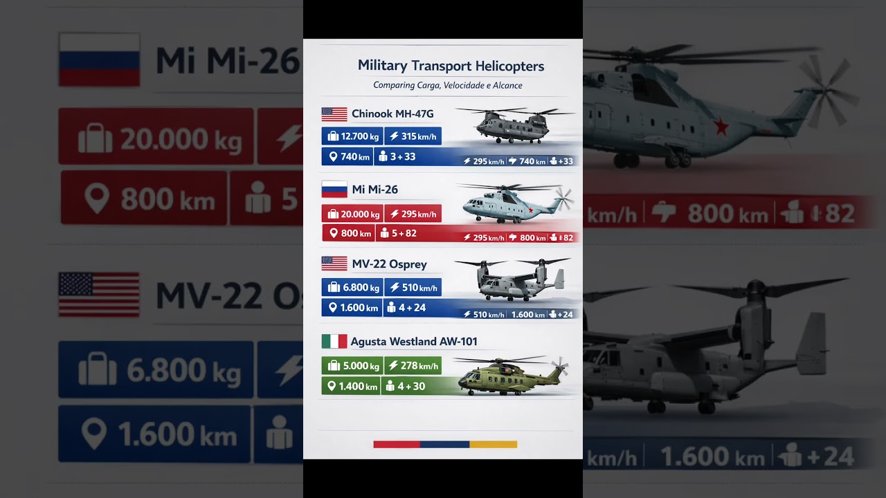Military Transport Helicopters Compared 2026 🚁  #aviation #military #helicopters #defense #shorts