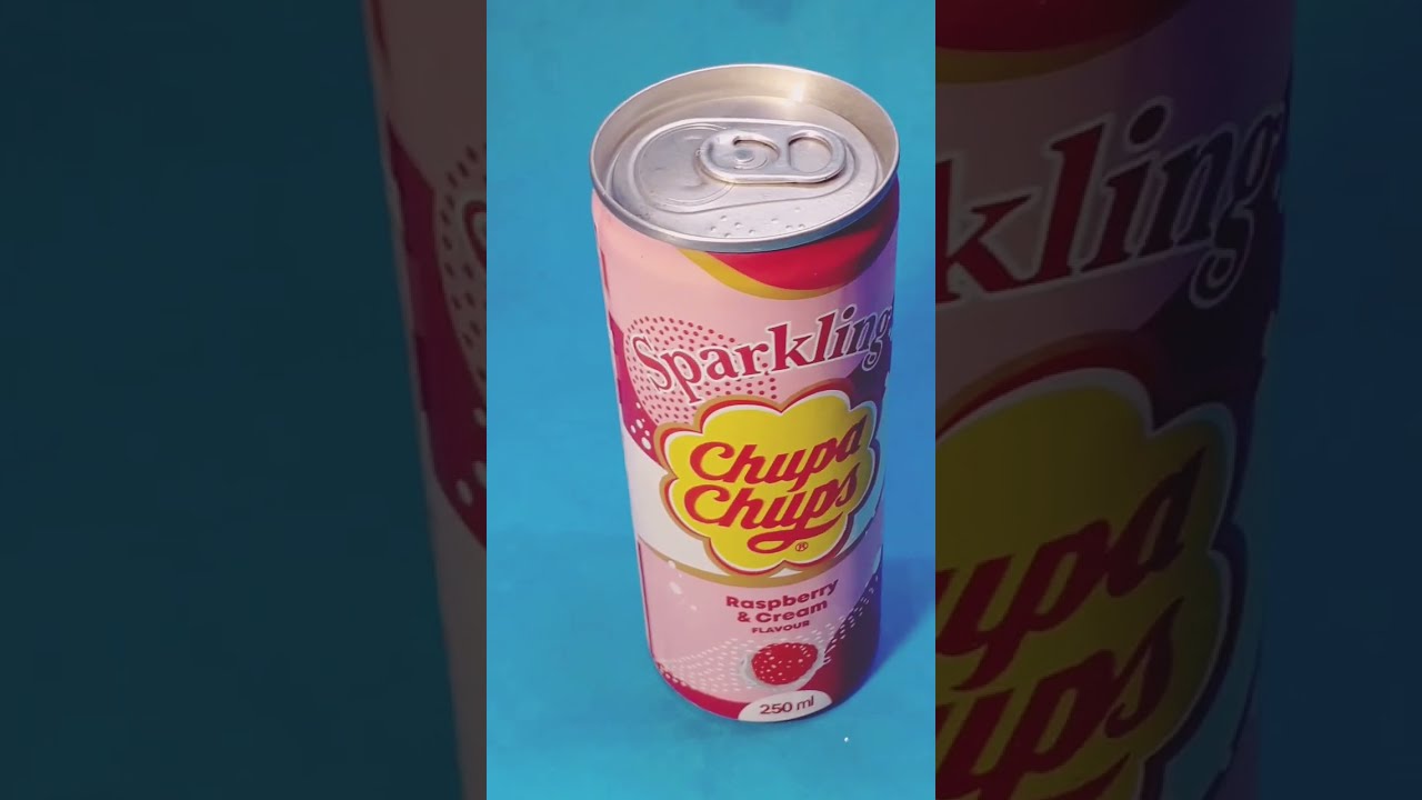 Raspberry and cream flavor sparkling soda drink taste chupa chups