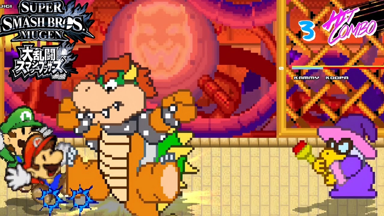 Paper Mario & Luigi Vs paper Bowser & Kammy Koopa ( Super smash bros Mugen android port )