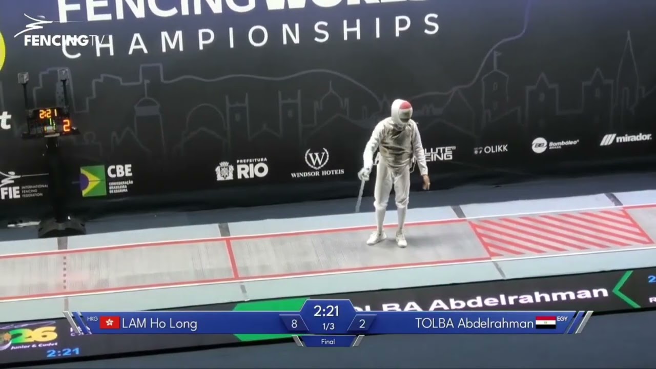 (香港冠軍) 2026 世界青少年劍擊錦標賽 巴西站 Day 4 - 男子青年花劍 決賽 林浩朗 LAM Ho Long (中國香港) 15 - 5 TOLBA Abdeirahman（埃及）