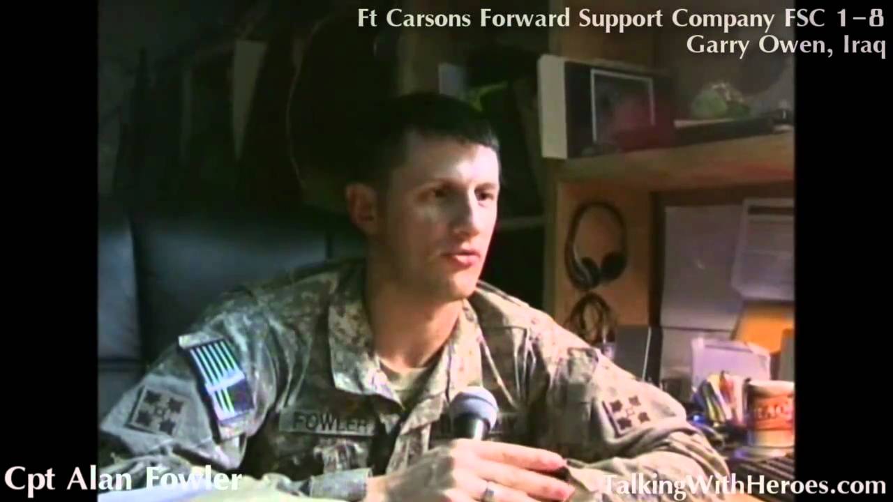 Capt Alan Fowler Commander of Ft Carsons 3BCT4ID 1-8 FSC in FOB Garry Owen near Amarah, Iraq Part 1