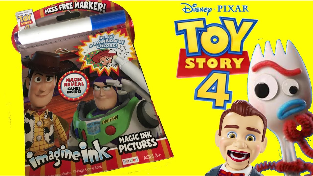 Disney Toy Story 4 Imagine Ink Rainbow Color Pen Art Book with Surprise Pictures!