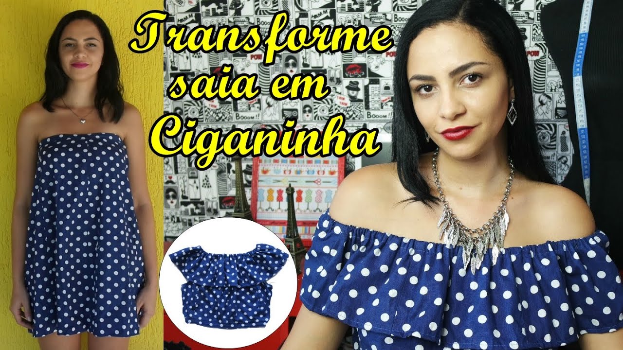 Ciganinha Diy - Transforme saia de brechó em ciganinha - Suellen Redesign