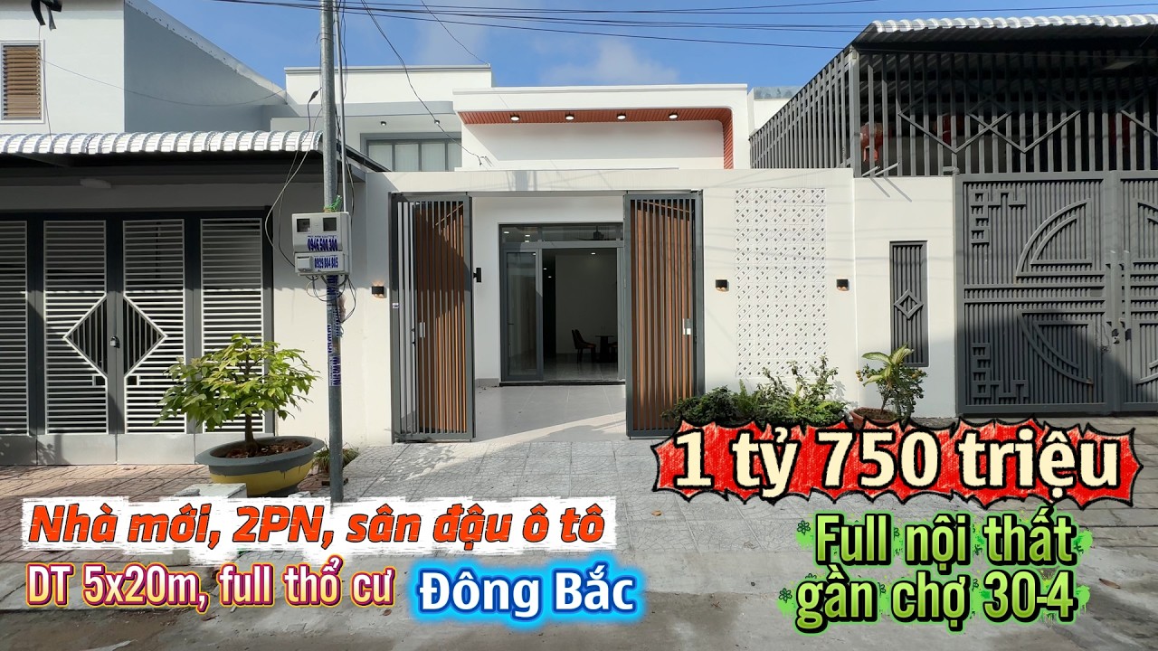 Nhà mới, full nội thất, 2PN, sân đậu ô tô, gần chợ 30-4