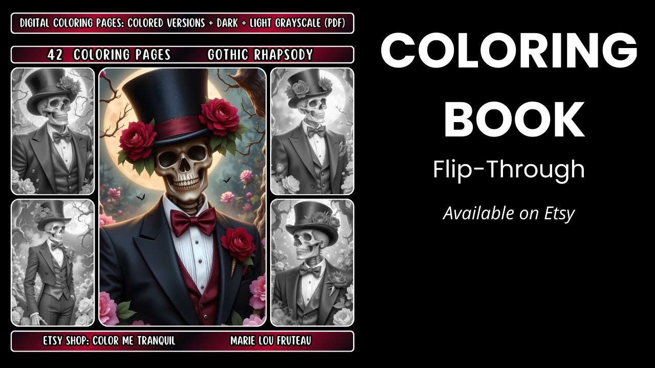 Gothic Rhapsody ✏️🎨 Bring Vibrancy to Every Stroke! 🌟💖Coloring Book Flip Through