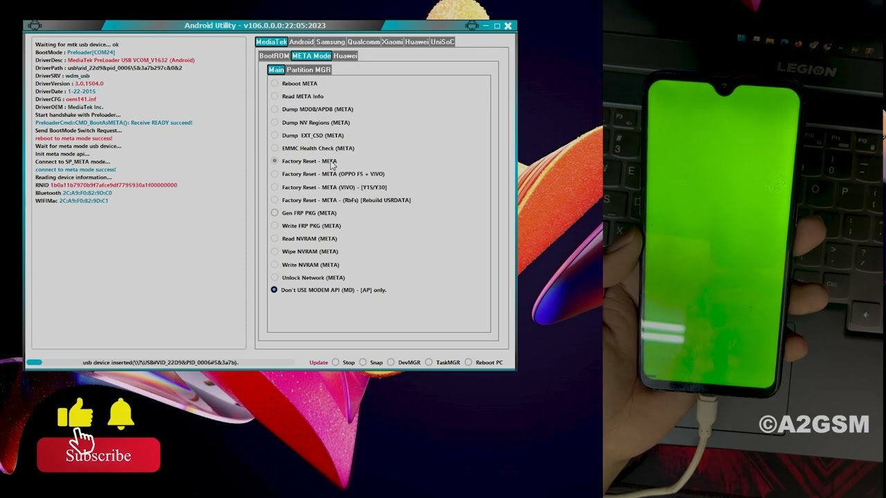 All Oppo Realme Hard Reset Meta Mode | All MTK Pin, Password Unlock by Android Utility Tool | A2GSM