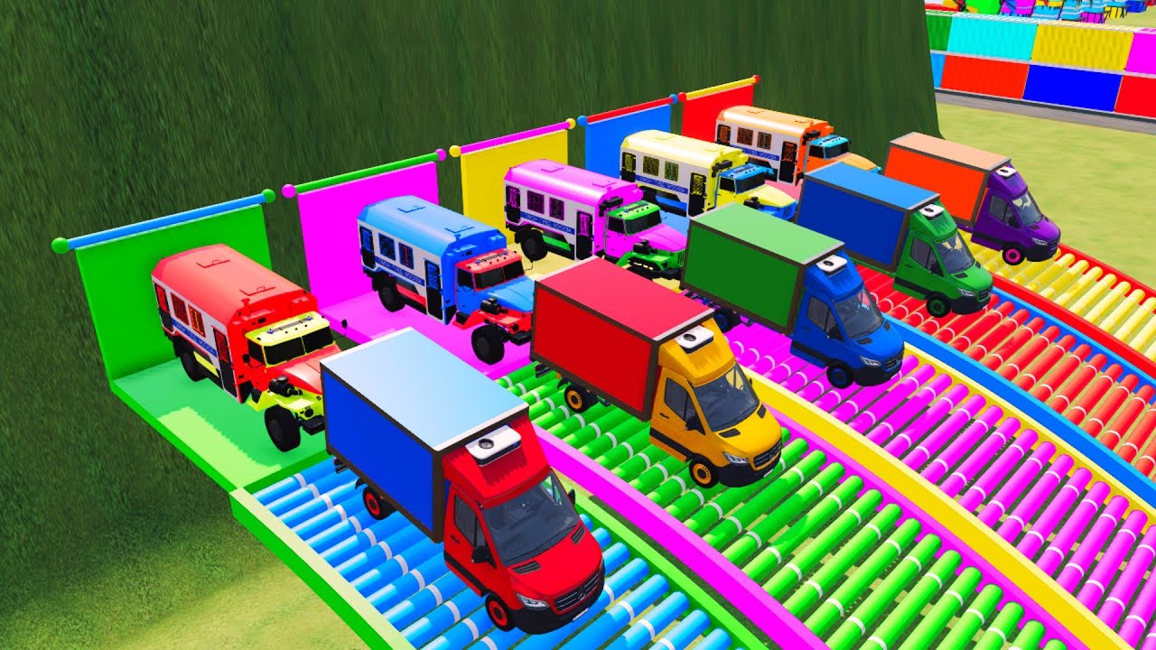 WOW! POLICE BOX TRUCKS WITH EYES COLOR FUN 🚓👀 | VOLVO, SCANIA, MERCEDES, MAN, DAF & IVECO FOR KIDS