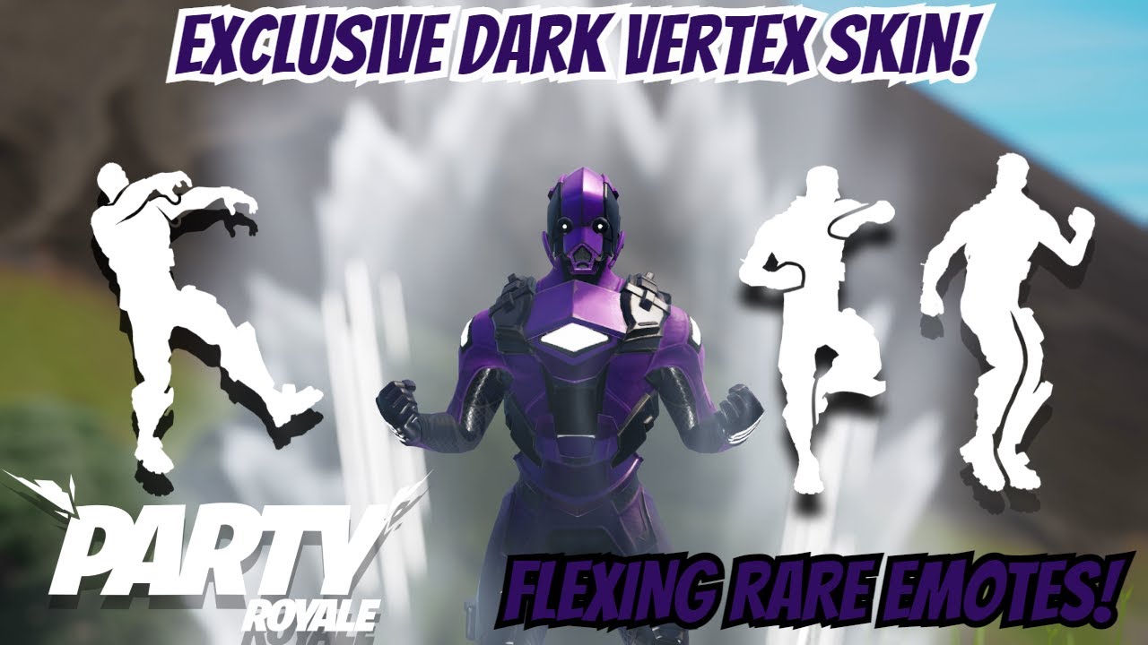 Flexing DARK VERTEX (XBOX EXCLUSIVE) with *RARE EMOTES* in Party Royale! (Fortnite Party Royale)