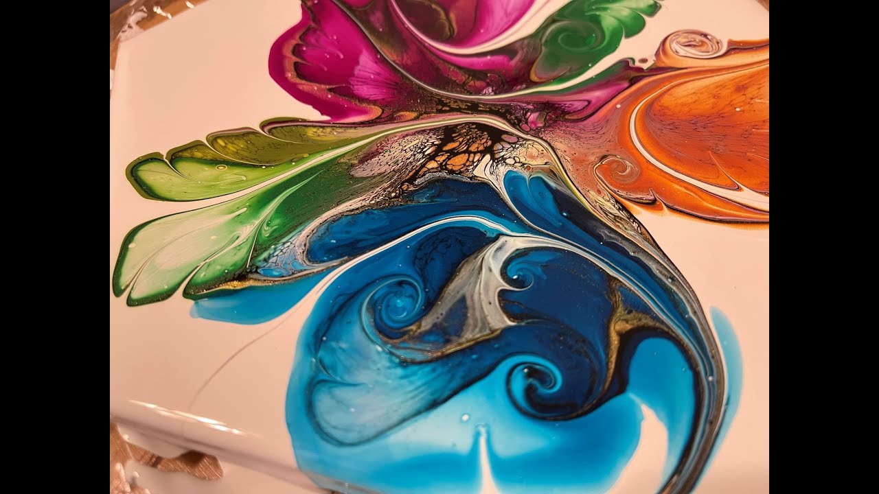 #66 Acrylic Painting, Modified Bloom Pour inspired by Cindy Vanderveen