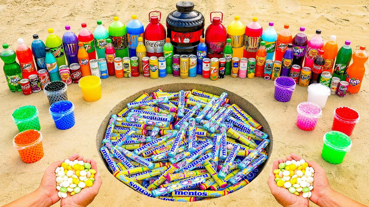 Rainbow Orbeez VS Coca-Cola, Different Monster, Fanta, Mirinda, Chupa Chups and Mentos Underground!