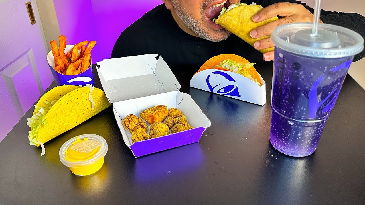 ASMR Eating Sounds (No Talking) | Taco Bell | Nacho Cheese Doritos Locos Tacos & Crispy Nuggets