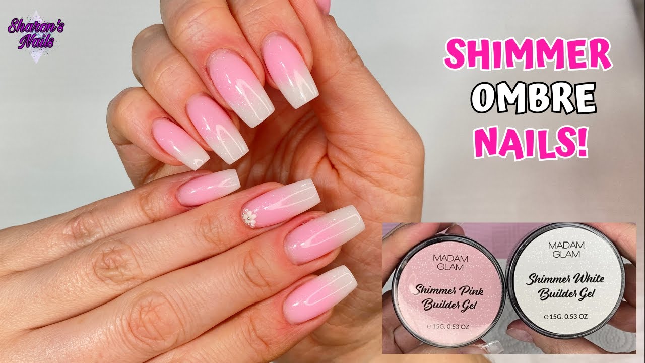 Мерцающие ногти в стиле омбре! (Используя гель-поты Madam Glam) #madamglam #ombrenails #babyboome...