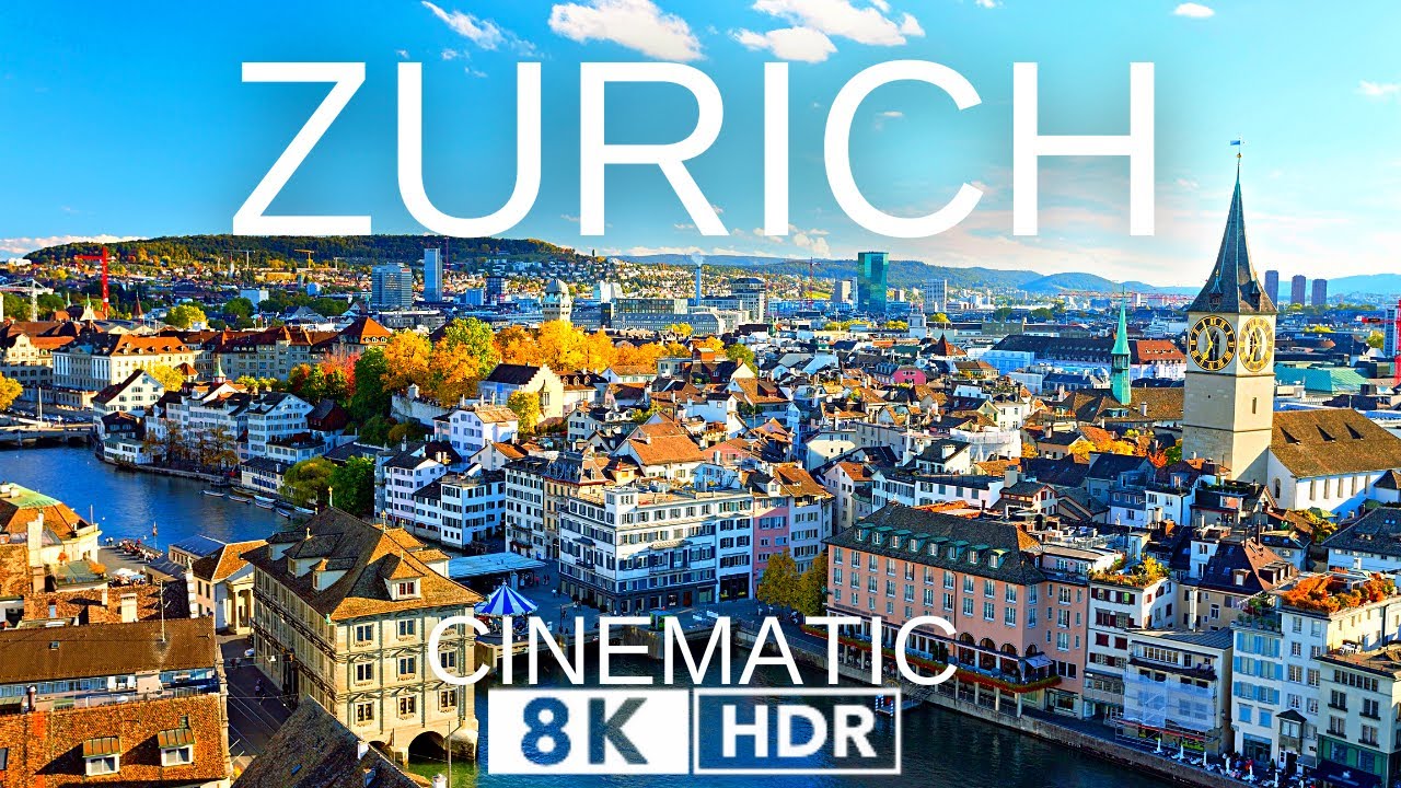 Beautiful and Largest city of Switzerland, Zurich in 8K ULTRA HD HDR 60fps Video by Drone