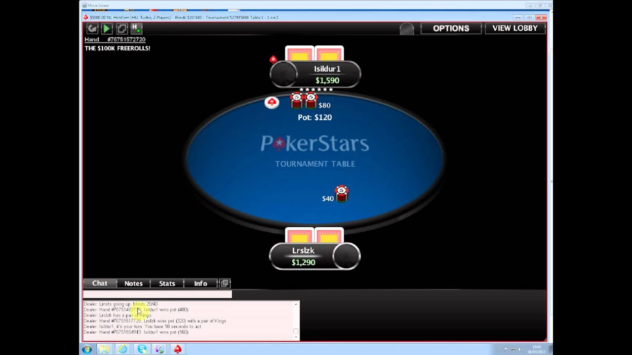 Isildur1 vs. Lrslzk no limit holdem HU turbo match