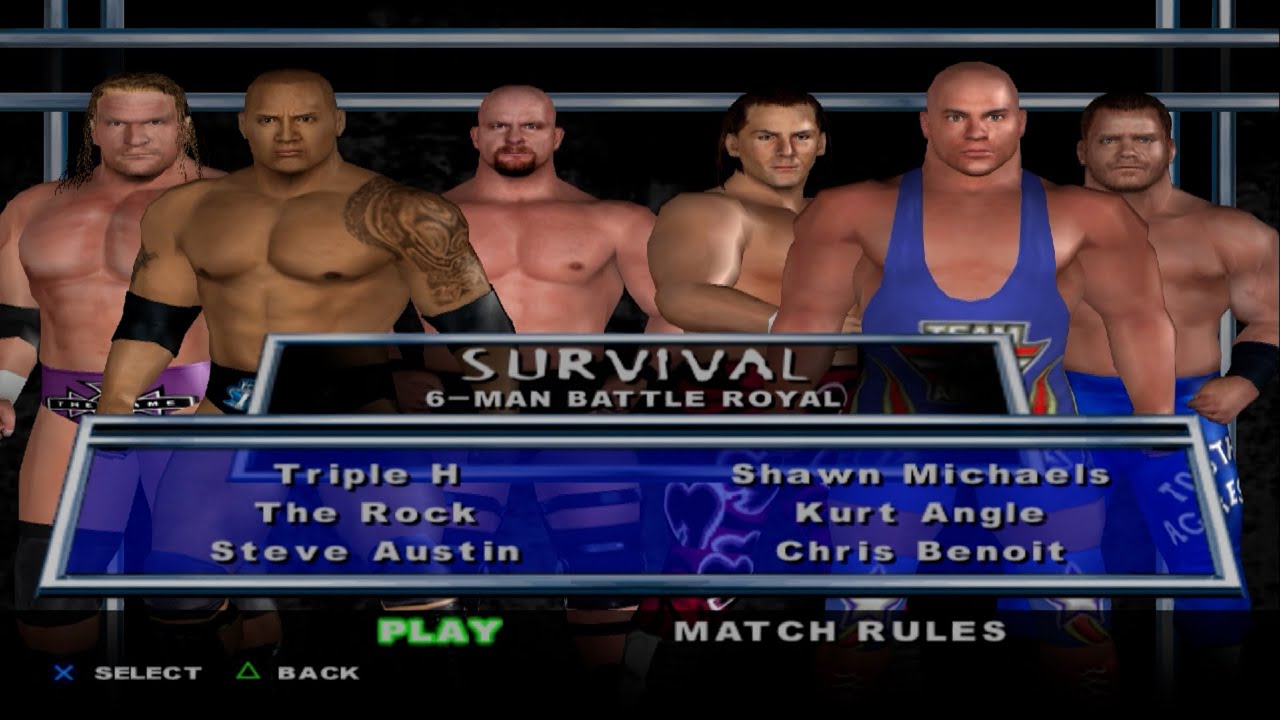 WWE SmackDown! HCTP - TripleH,TheRock,SteveAustin,ShawnMichaels,KurtAngle,ChrisBenoit (SURVIVAL)