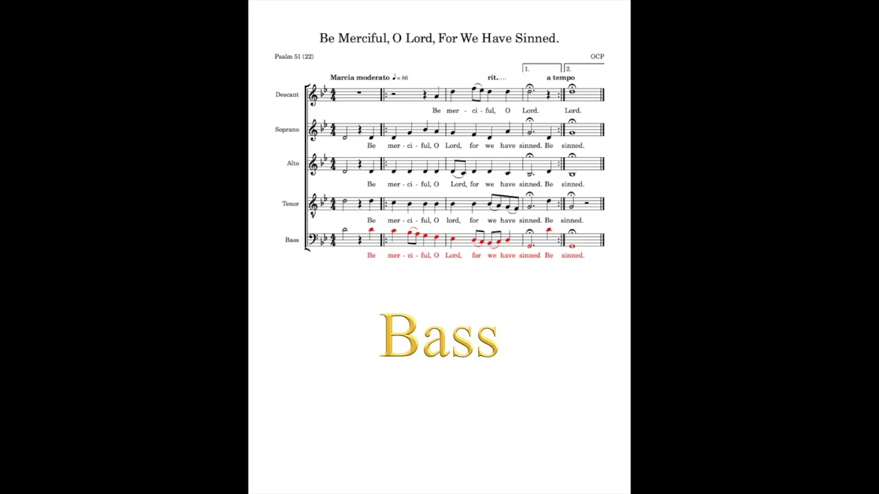 Responsorial Psalm: Be Merciful, O Lord, for we have sinned. Psalm 51 (22)  Bass
