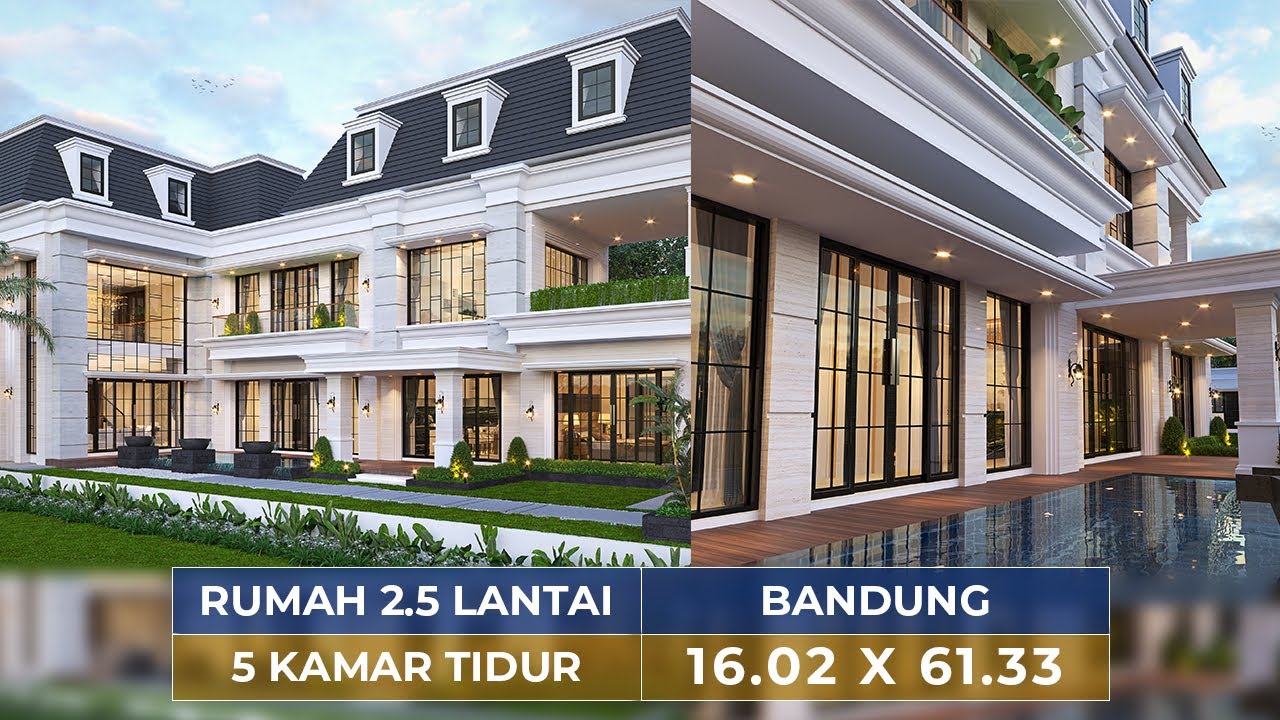WOW DESAIN RUMAH SUPER MEWAH DI BANDUNG! ADA SWIMMING POOL DAN 5 KAMAR TIDUR - JASA ARSITEK