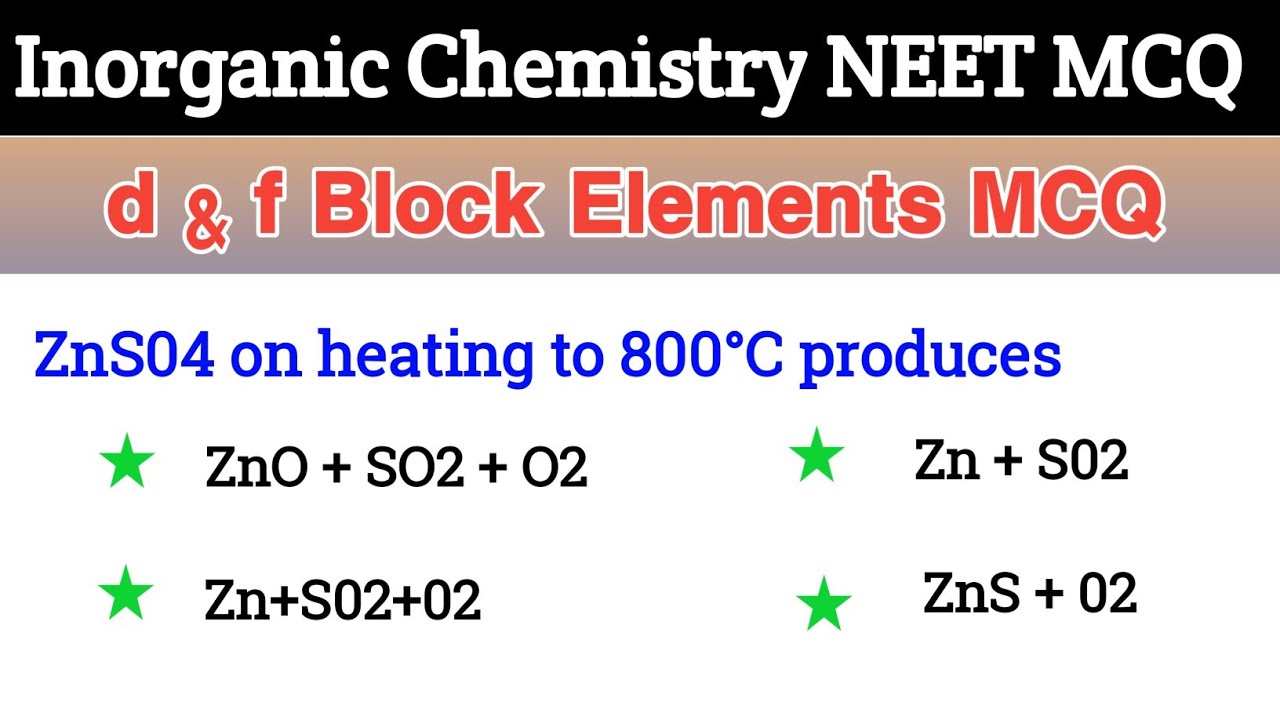 d And f Block Elements Class 12 MCQ | Chemistry MCQ for NEET 2026
