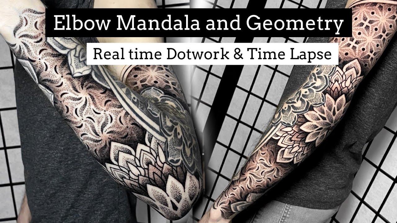 Elbow Mandala - Real Time Dotwork and Time Lapse! Geometric tattoo