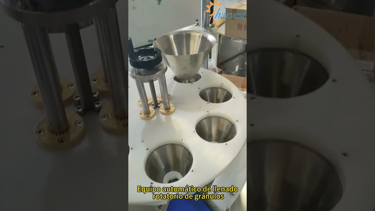 M&aacute;quina llenadora rotativa y cerradora de latas de frutos secos y snacks granulados totalmente