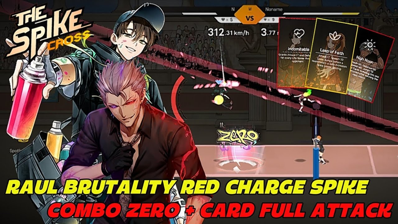 Raul Brutality Red Charge Spike, Combo Zero Skin + Card Full Attack - The Spike Volleyball Cross