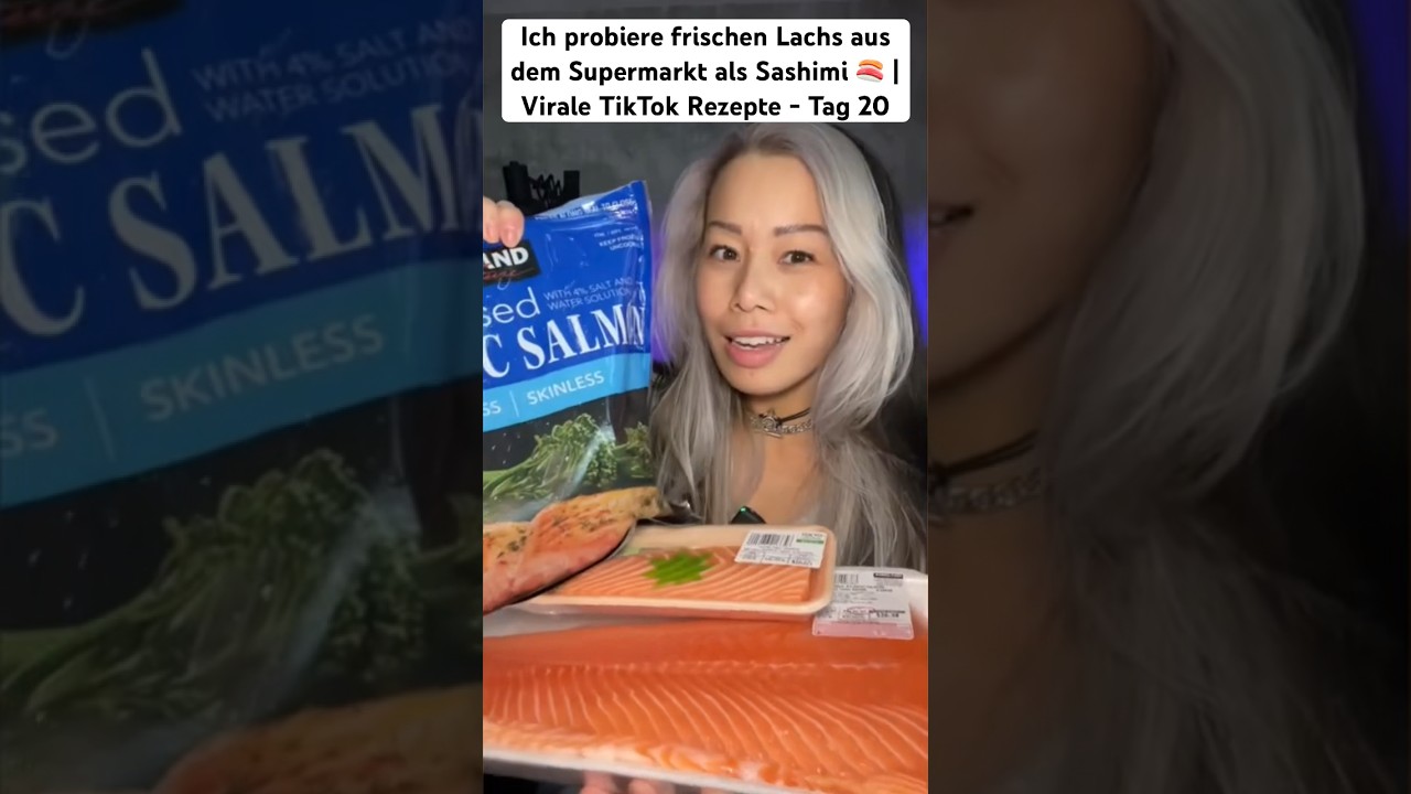Ich probiere frischen Lachs aus dem Supermarkt als Sashimi 🍣