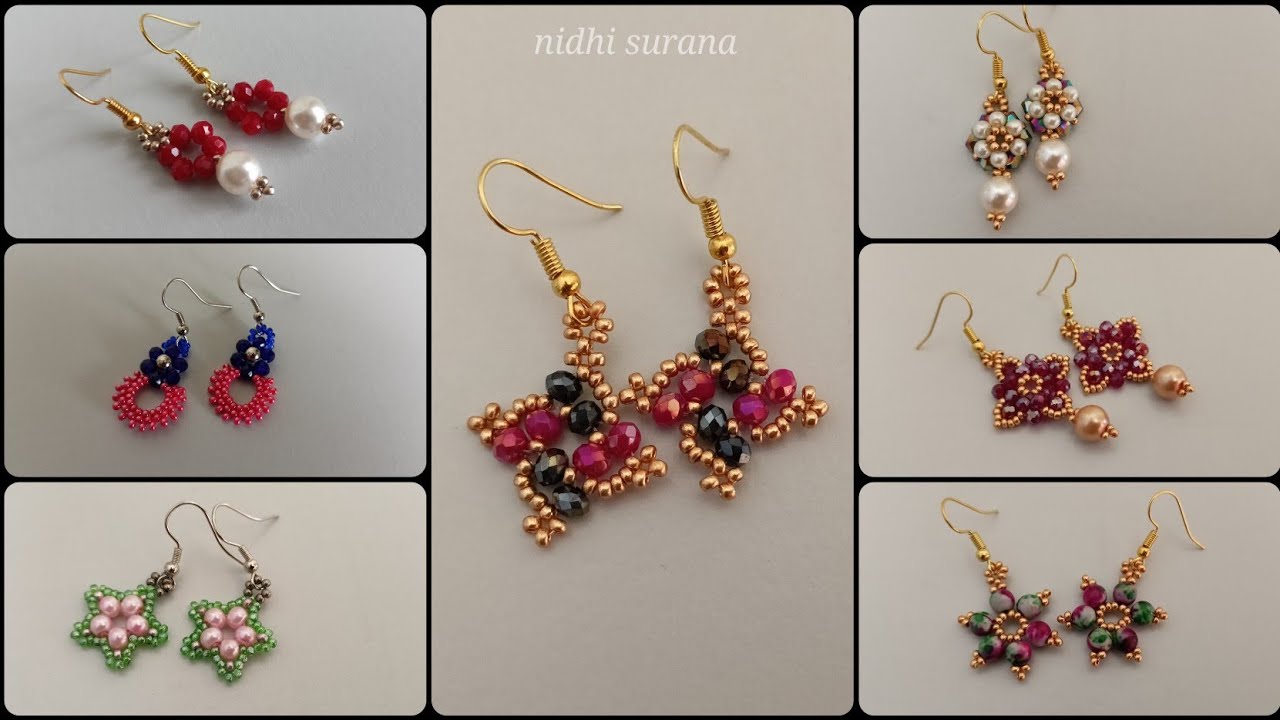 Super 7 Series/Cute Rhombus Earrings/Beaded Jewellery making at home/Aretes Tutorial diy