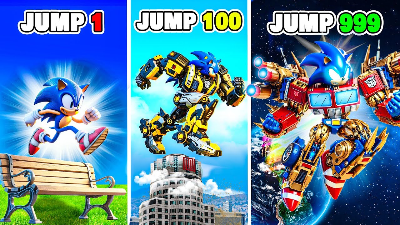 ТРАНСФОРМЕР СОНИК Улучшается с каждым прыжком в GTA 5