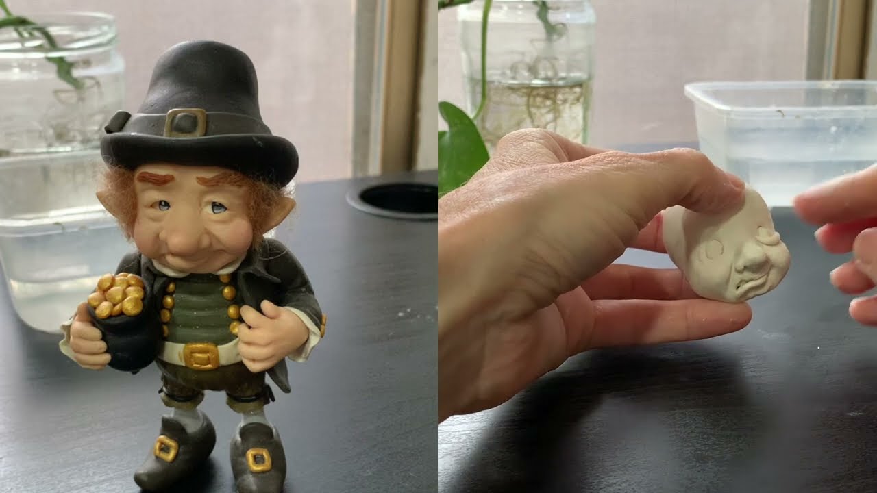 SCULPTING A LEPRECHAUN'S HEAD USING PAPER CLAY | modelado en pasta de yeso y papel.
