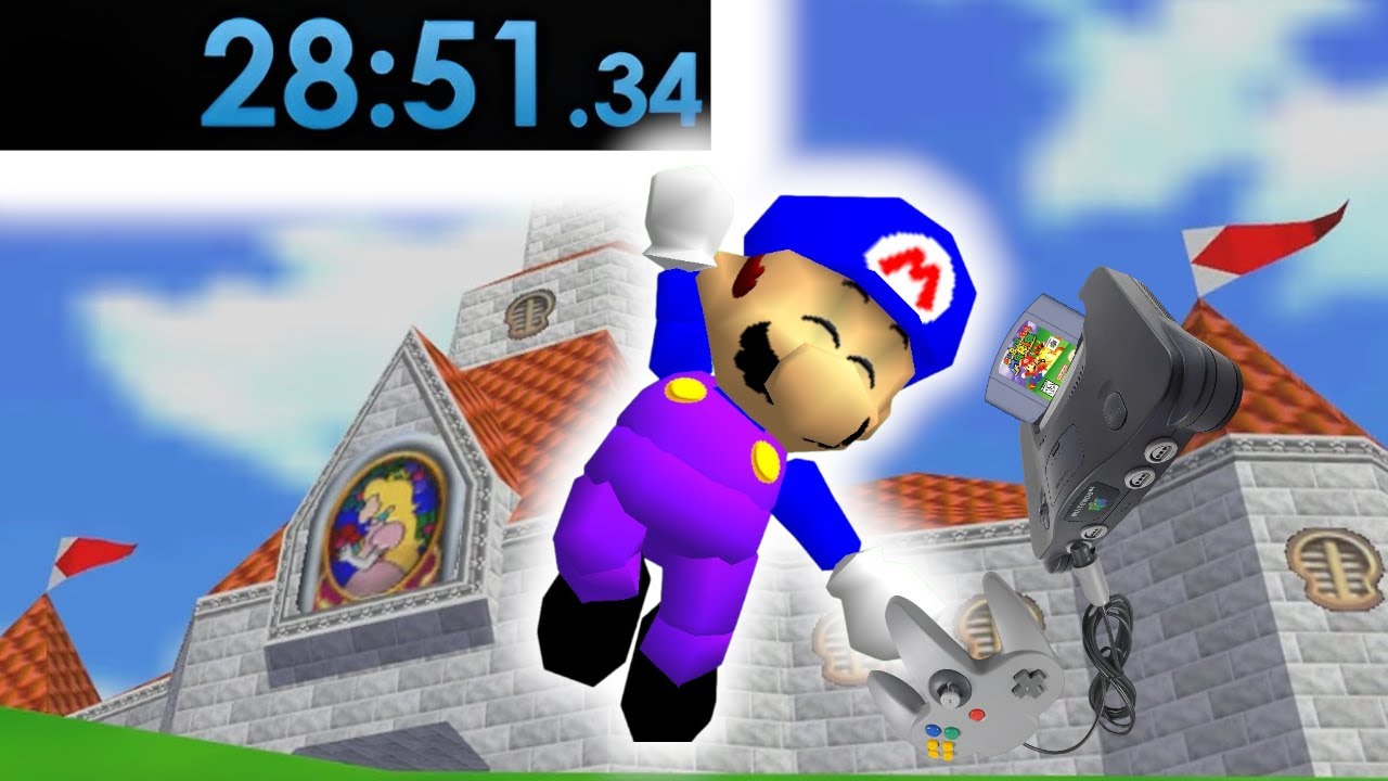 Super Mario 64 Speedrun 28:51 N64 No LBLJ