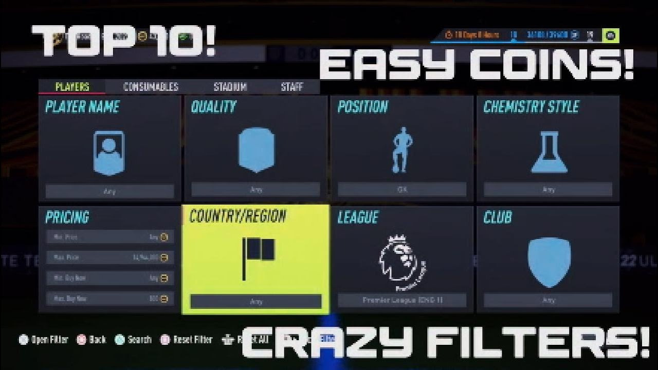 THE 10 BEST SNIPING/TRADING FILTERS IN FIFA 22!
