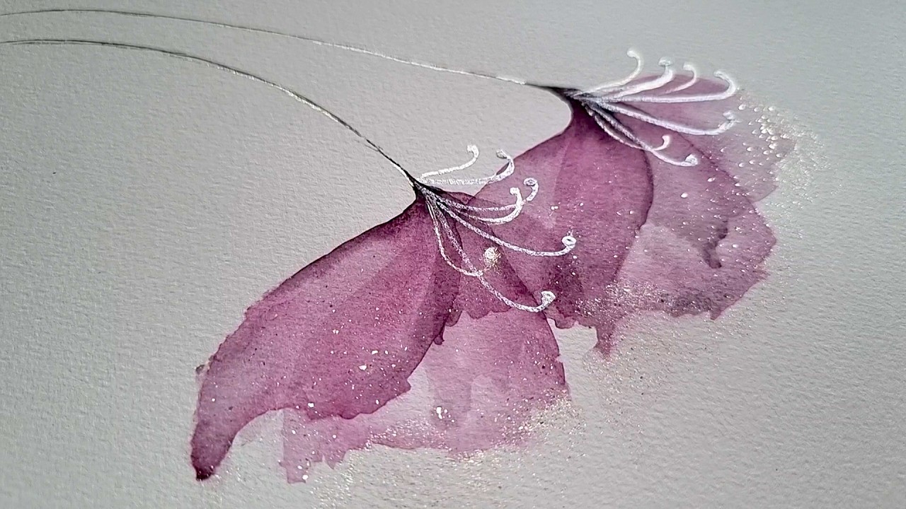 How to Paint Abstract Transparent Layered Flowers using Metallic Watercolor