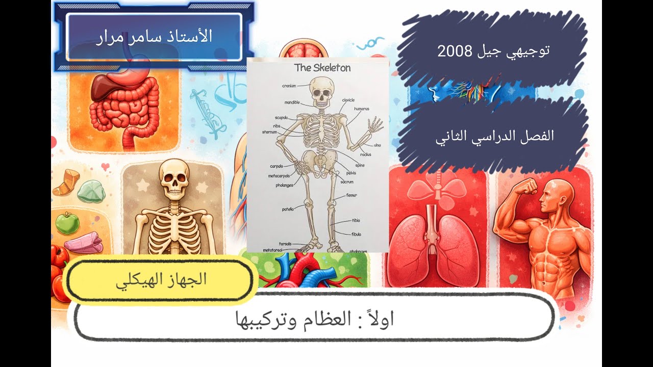 16- الجهاز الهيكلي الجزء الأول العظام و تركيبها توجيهي أكاديمي الفصل الدراسي الثاني skeletal system
