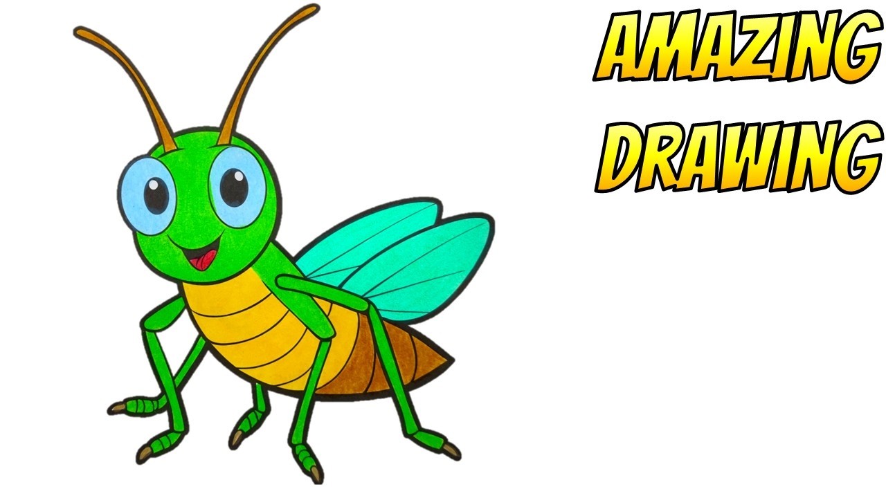 Baby Green Cricket with Visible Wings #amazingdrawing