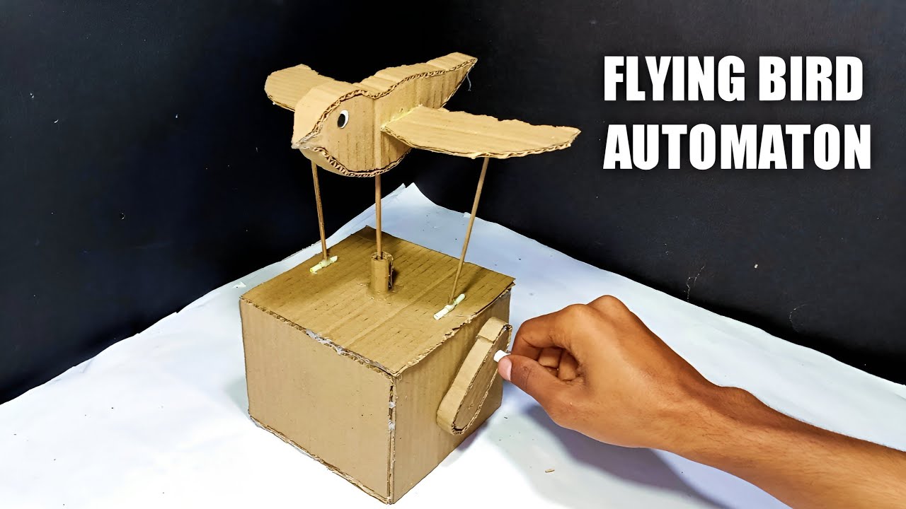 How To Make Flying Bird Automaton | Easy Invention from cardboard