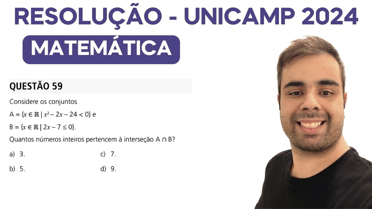 Unicamp 2024 - Considere os conjuntos A = {x ∈ ℝ | x2 – 2x – 24  0} e B = {x ∈ ℝ | 2x – 7 ≤ 0}.