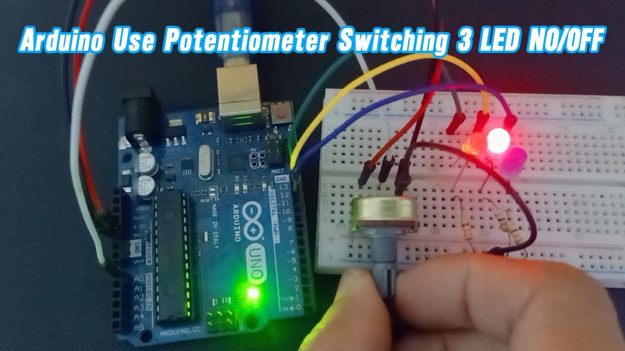 Arduino Use Potentiometer to Switching 3 LEDs ON/OFF