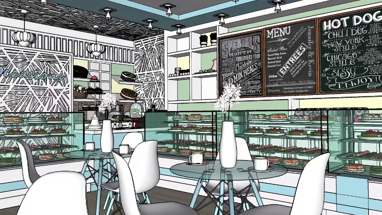 SketchUp Walkthrough - Cake Shop Project in Dubai, U.A.E. (2018)