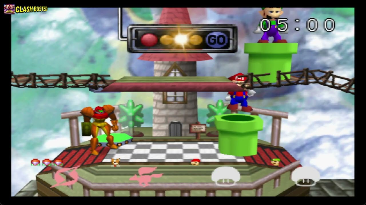 Samus . Fox vs Mario Bros | Super Smash Bros. | N64 Gameplay
