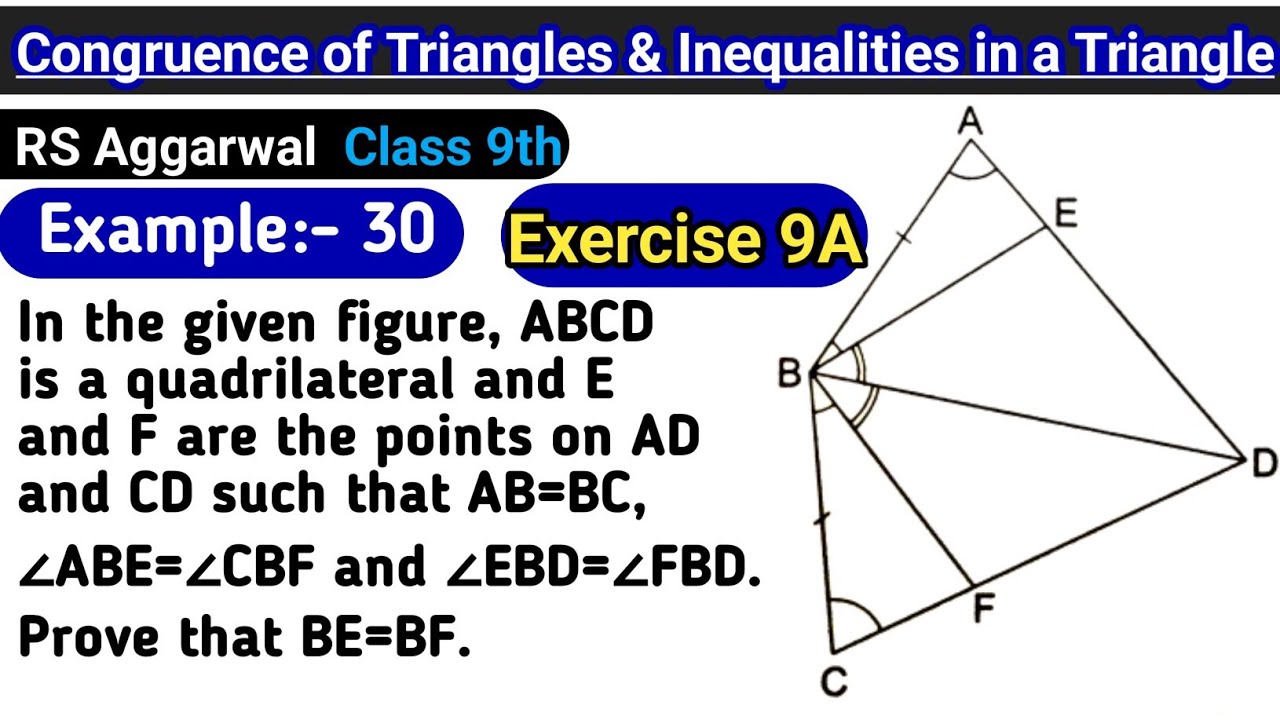 In the given figure abcd is a quadrilateral and e and f are the points on ad and cd | Class 10 Ex 9A