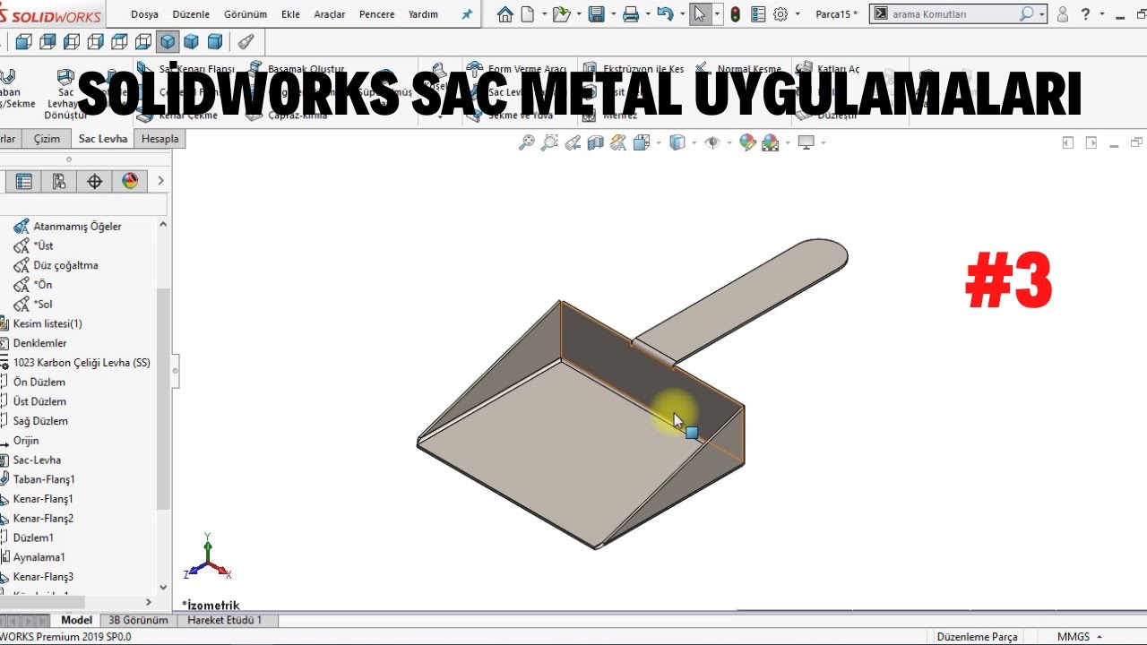 SOLİDWORKS SAC METAL(SHEET METAL) UYGULAMALARI  #3  #solidworks