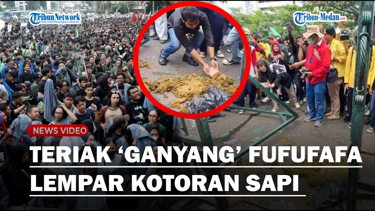 DEMO MEMANAS! Mahasiswa Nyanyi Ganyang Fufufafa Hingga Lempar Kotoran Sapi ke Kantor Gubernur