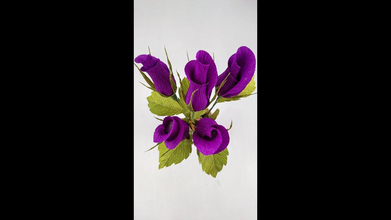 Easy Purple Rose Paper Flowers Making From Crepe Paper