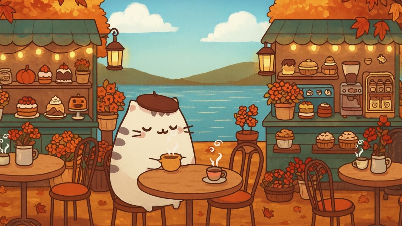 Music Coffe Time 🍂 Autumn Jazz  ☕ Cozy Moments | Cat in a Lake Relaxing