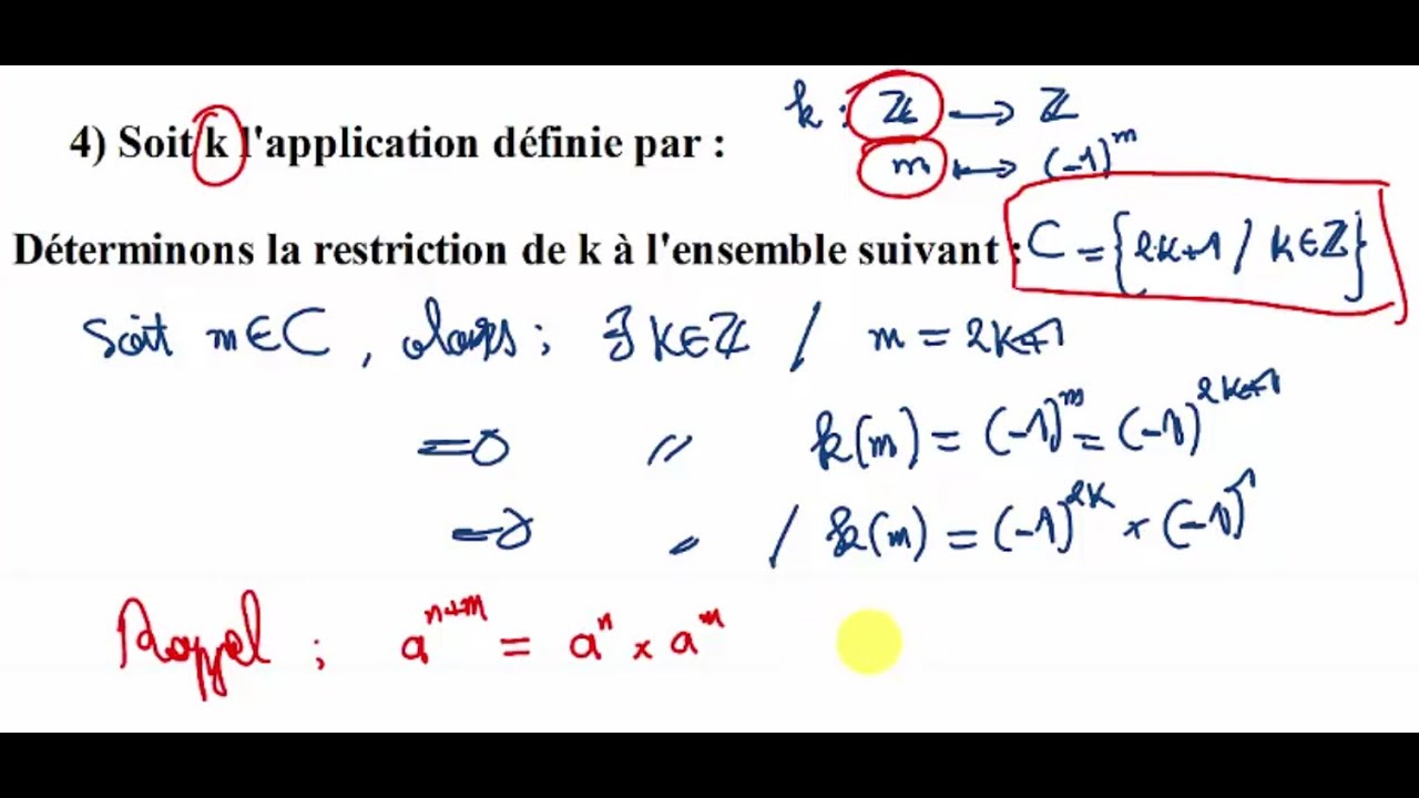 Les applications math&eacute;matiques : Restriction d'une application  (Cours VN9)
