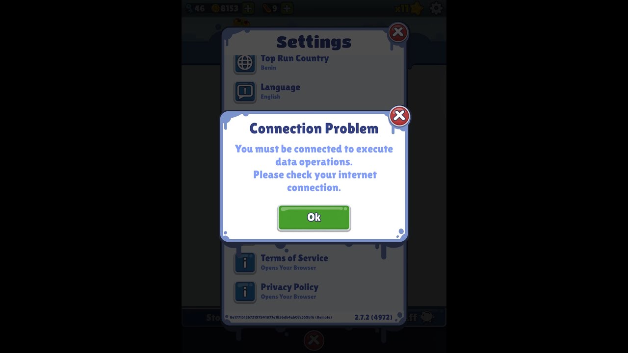 Subway surfers : Connection problem on Ipad