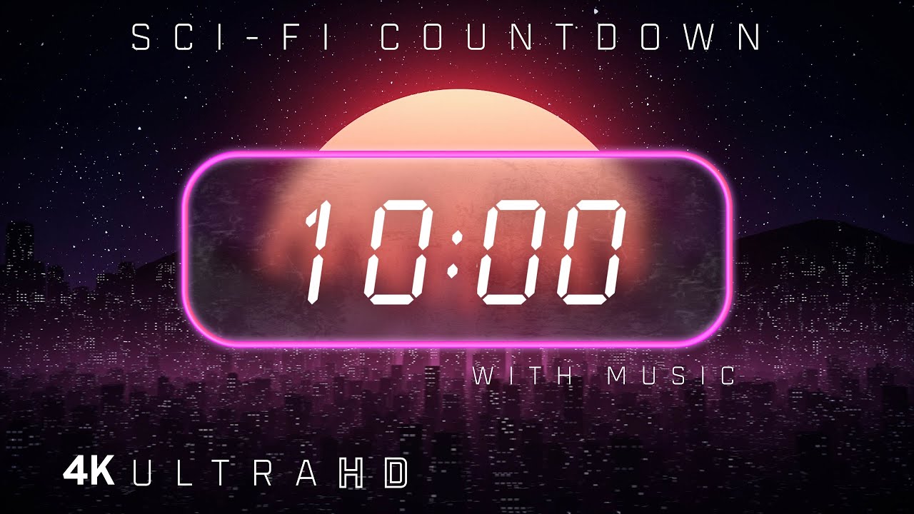 ⚡10 Minute | 80s SciFi Countdown Timer | Synthwave soundtrack 4K UHD ⚡