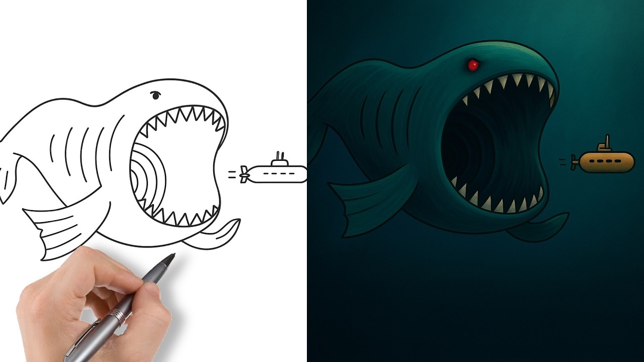 How to draw Giant Bloop - step by step